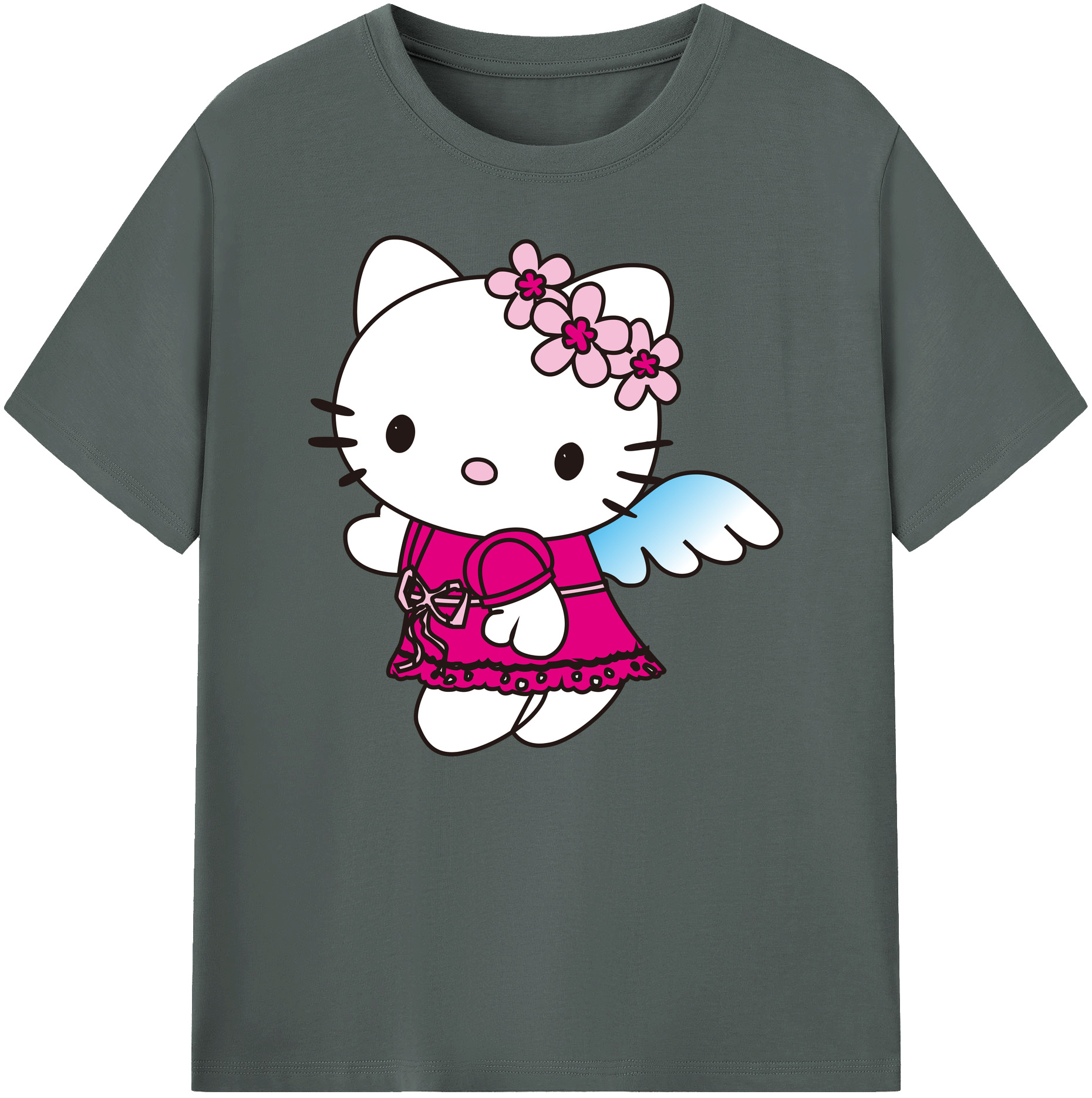 （画像用） Hello Kitty ハローキティ 綿100％ メンズ半袖Tシャツ｜肌触りやわらか＆通気性